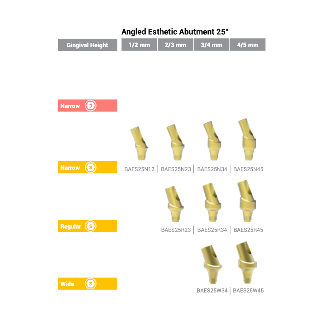 Angled Esthetic Abutment (25°) Standard Regular 3/4 mm BioInfinity - BAES25R34