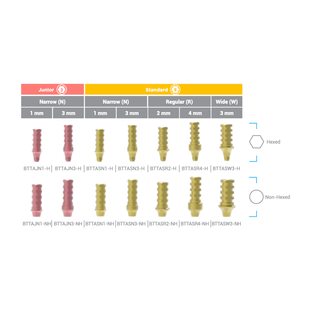 Temporary Abutment Titanium Standard Narrow Hexed 3 mm BioInfinity - BTTASN3-H