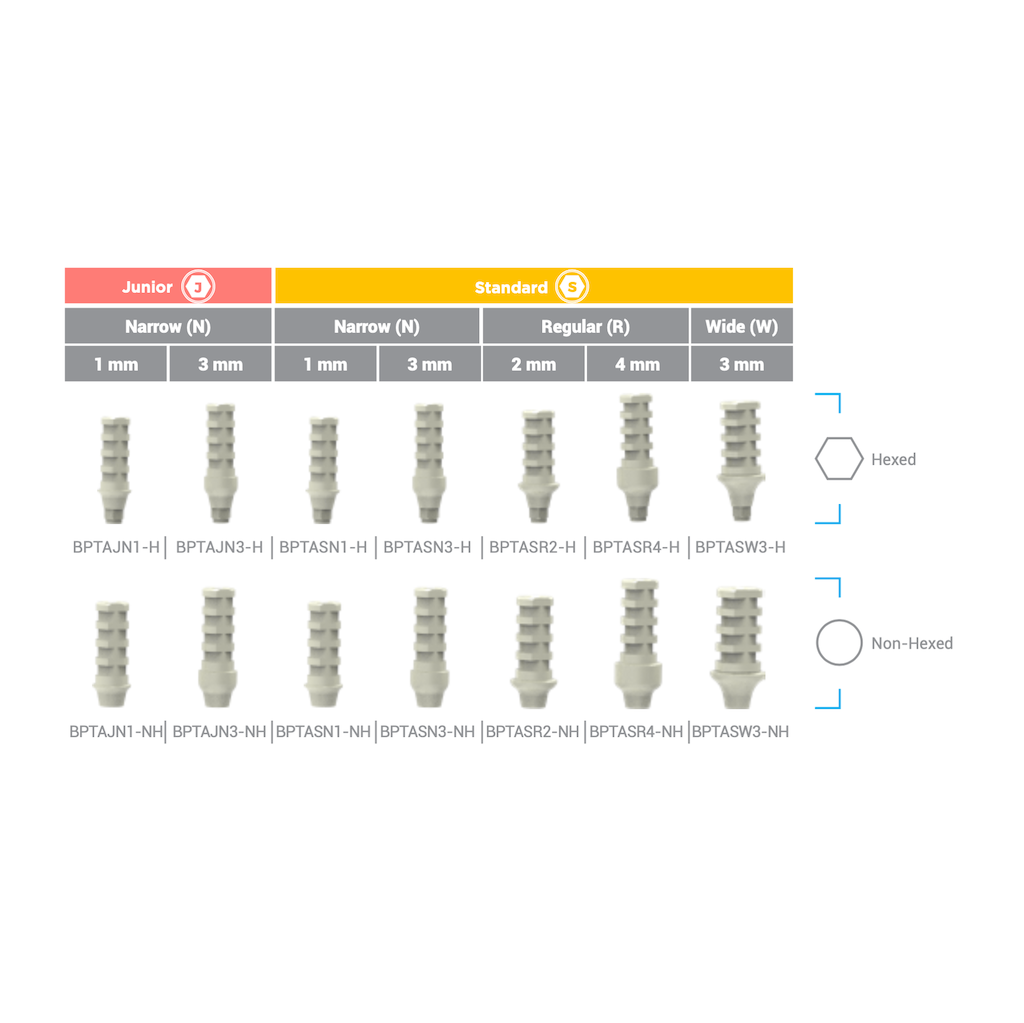 Pilier Provisoire PEEK Standard Large Non-Indexé 3 mm BioInfinity - BPTASW3-NH